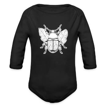 Bug Beetle Insect - Organic Long Sleeve Baby Bodysuit - black - Front