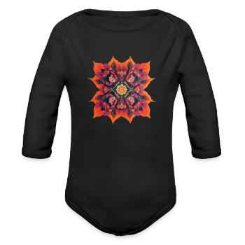 Fractal colorful bright pattern waves lines - Organic Long Sleeve Baby Bodysuit - black - Front