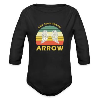 Arrow Retro - Organic Long Sleeve Baby Bodysuit - black - Front