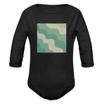 Camo Waves retro - Organic Long Sleeve Baby Bodysuit - black - Front