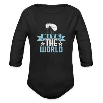 Kite The World - Organic Long Sleeve Baby Bodysuit - black - Front