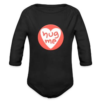 Hug me - Organic Long Sleeve Baby Bodysuit - black - Front