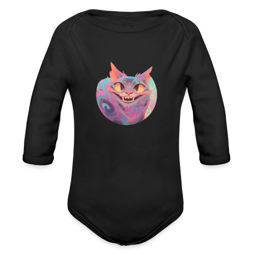 Handsome Grin Cat - Organic Long Sleeve Baby Bodysuit