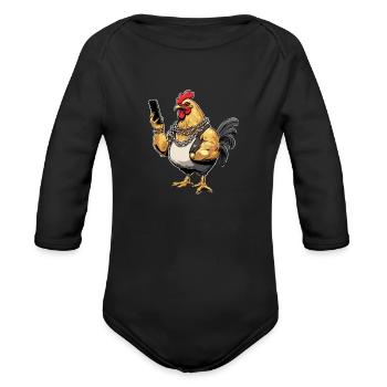 Chicken Thuggets Phone - Organic Long Sleeve Baby Bodysuit - black - Front