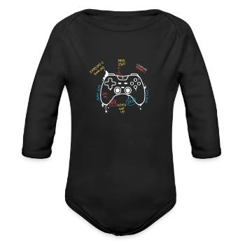 PlayStation Remote controller white - Organic Long Sleeve Baby Bodysuit - black - Front
