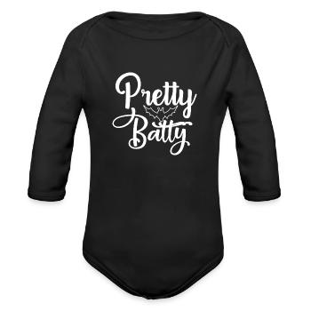 Pretty Batty - Organic Long Sleeve Baby Bodysuit - black - Front