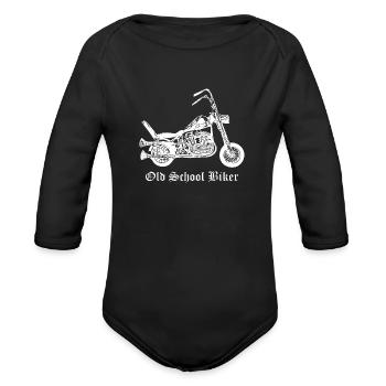 Old School Biker - Organic Long Sleeve Baby Bodysuit - black - Front