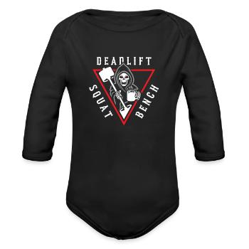 Squat Bench Deadlift - Organic Long Sleeve Baby Bodysuit - black - Front