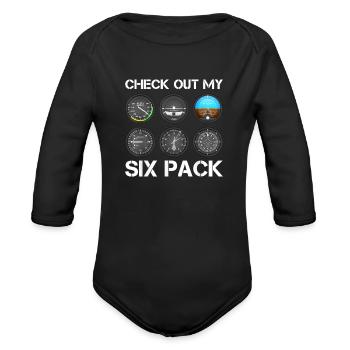 Funny Pilot Airplane Flight Instruments - Organic Long Sleeve Baby Bodysuit - black - Front