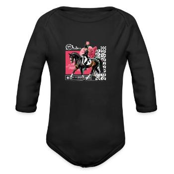 Dressage - Organic Long Sleeve Baby Bodysuit - black - Front