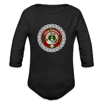 Cameron surname Scottish tartan t shirt - Organic Long Sleeve Baby Bodysuit - black - Front