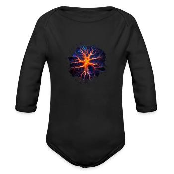 Lighting Image - Organic Long Sleeve Baby Bodysuit - black - Front