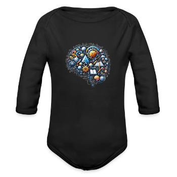 Mathematics and Mind - Organic Long Sleeve Baby Bodysuit - black - Front