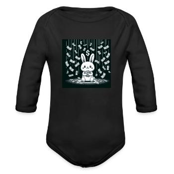 Lucky Rabbit Charm - Organic Long Sleeve Baby Bodysuit - black - Front