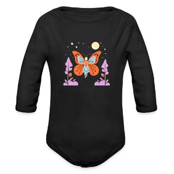 Pumpkin Fairy Moonlight - Organic Long Sleeve Baby Bodysuit - black - Front