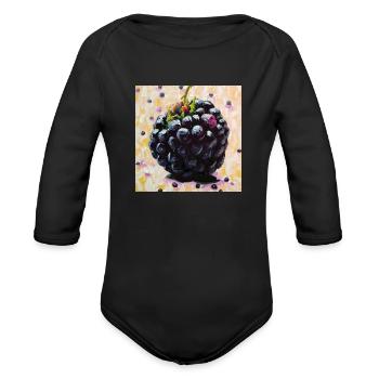 Very berry - Organic Long Sleeve Baby Bodysuit - black - Front