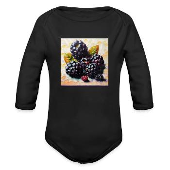 Big or berries? - Organic Long Sleeve Baby Bodysuit - black - Front
