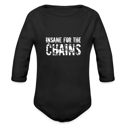 Insane for the Chains White Print - Organic Long Sleeve Baby Bodysuit