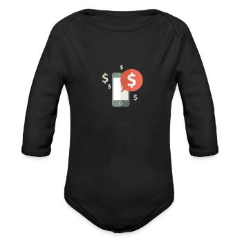Cell Phone Money - Organic Long Sleeve Baby Bodysuit - black - Front