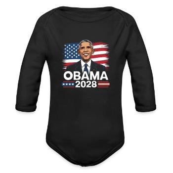 Michelle Obama 2028 President T-Shirt - Hope & Cha - Organic Long Sleeve Baby Bodysuit - black - Front