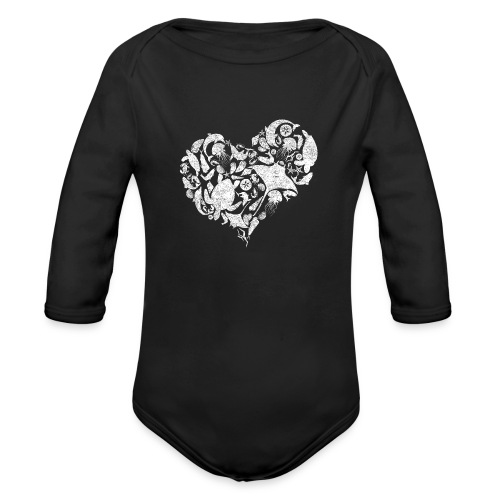 Coastal Heart. White - Organic Long Sleeve Baby Bodysuit