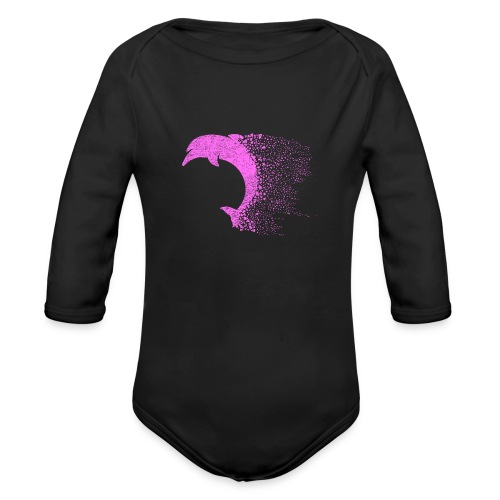South Carolin Dolphin in Pink - Organic Long Sleeve Baby Bodysuit