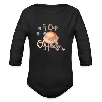 A Cup Of Heaven quote - Organic Long Sleeve Baby Bodysuit - black - Front