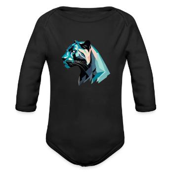 Fearless Panther Design - Organic Long Sleeve Baby Bodysuit - black - Front
