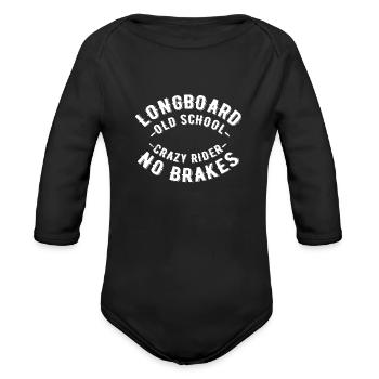 Longboard old school - Organic Long Sleeve Baby Bodysuit - black - Front