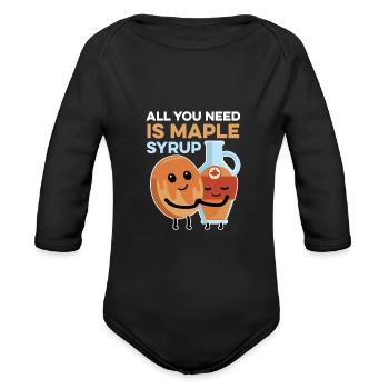 Maple Syrup Food Critic Gift - Organic Long Sleeve Baby Bodysuit - black - Front