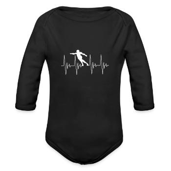 Roller Derby Inliners Roller Skating Heartbeat - Organic Long Sleeve Baby Bodysuit - black - Front