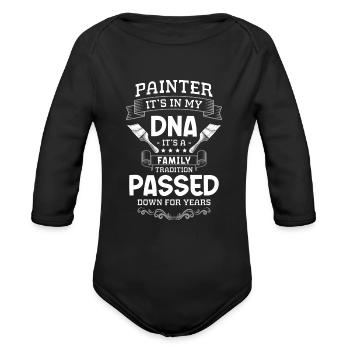 Paint Brush Renovating Craft - Organic Long Sleeve Baby Bodysuit - black - Front