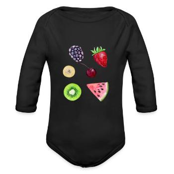 Fruit berries Fruity Season blueberries Gift - Organic Long Sleeve Baby Bodysuit - black - Front