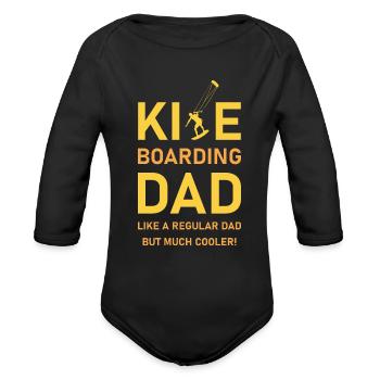 Kite boarding dad - Kitesurfing - Wind Kiteboarder - Organic Long Sleeve Baby Bodysuit - black - Front