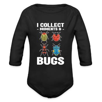 Insect Collector | Insect Entomology Gifts - Organic Long Sleeve Baby Bodysuit - black - Front