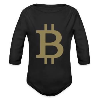 Bitcoin Symbol Digital Gold Store of Value - Organic Long Sleeve Baby Bodysuit - black - Front