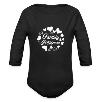 FAMILY02w - Organic Long Sleeve Baby Bodysuit - black - Front