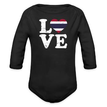 Thailand - Organic Long Sleeve Baby Bodysuit - black - Front