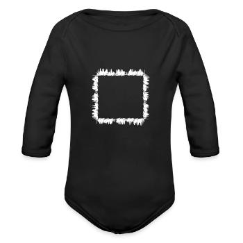 square frame grass - Organic Long Sleeve Baby Bodysuit - black - Front