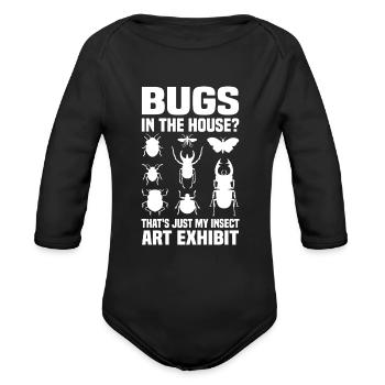 insect collector - Organic Long Sleeve Baby Bodysuit - black - Front