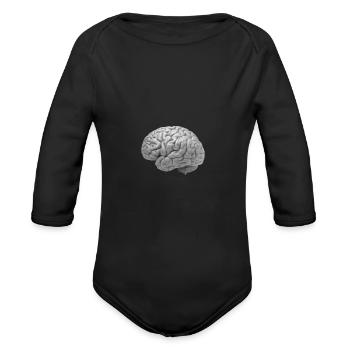 Image: Brain (grey) - Organic Long Sleeve Baby Bodysuit - black - Front