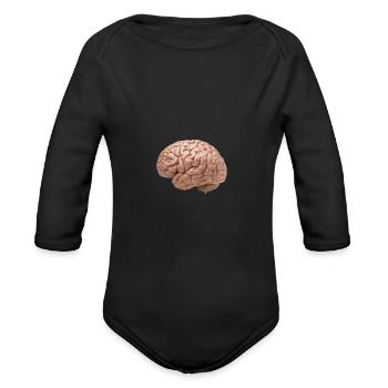 Image: Brain (original) - Organic Long Sleeve Baby Bodysuit - black - Front