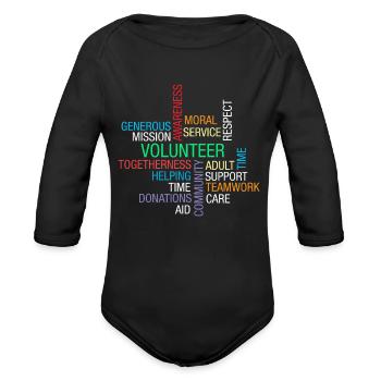 Volunteer Helping Volunteering Volunteers Charity - Organic Long Sleeve Baby Bodysuit - black - Front