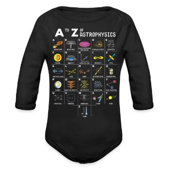 A To Z Funny Astronomy Lover - Organic Long Sleeve Baby Bodysuit - black - Front