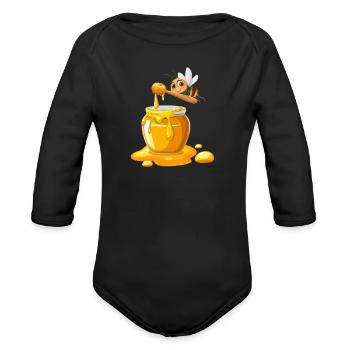 HONEY - Organic Long Sleeve Baby Bodysuit - black - Front