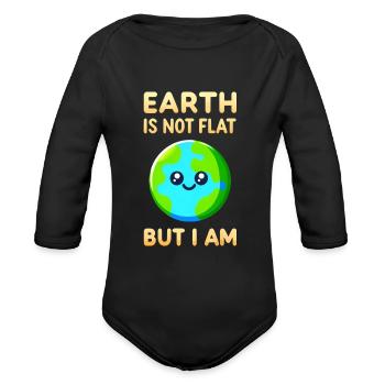 Flat Earth Satire and Puns - Organic Long Sleeve Baby Bodysuit - black - Front