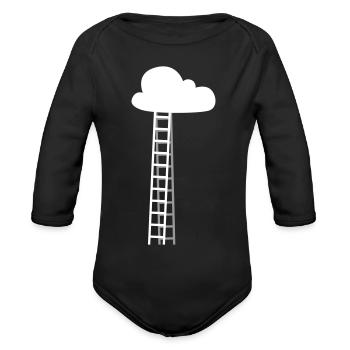 A Ladder to the Clouds - Organic Long Sleeve Baby Bodysuit - black - Front