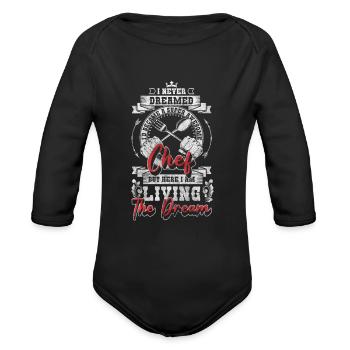 Kitchen Job - Organic Long Sleeve Baby Bodysuit - black - Front