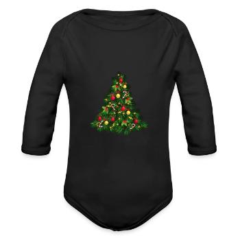 Image: Christmas tree - Organic Long Sleeve Baby Bodysuit - black - Front