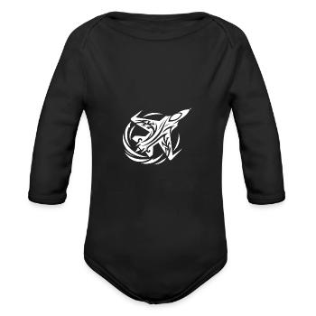Model Airplane Remote-controlled Fighter Plane - Organic Long Sleeve Baby Bodysuit - black - Front